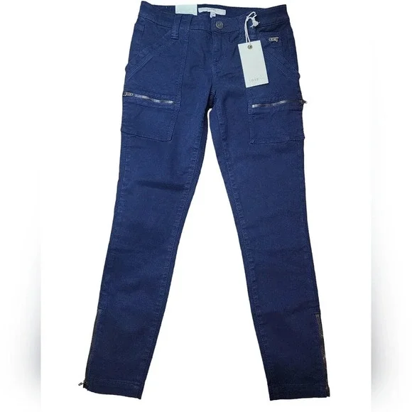 Joie Womens size 26 Park Skinny Utility Cargo Pants Dark Navy Blue Ankle Zippers - Picture 4 of 8